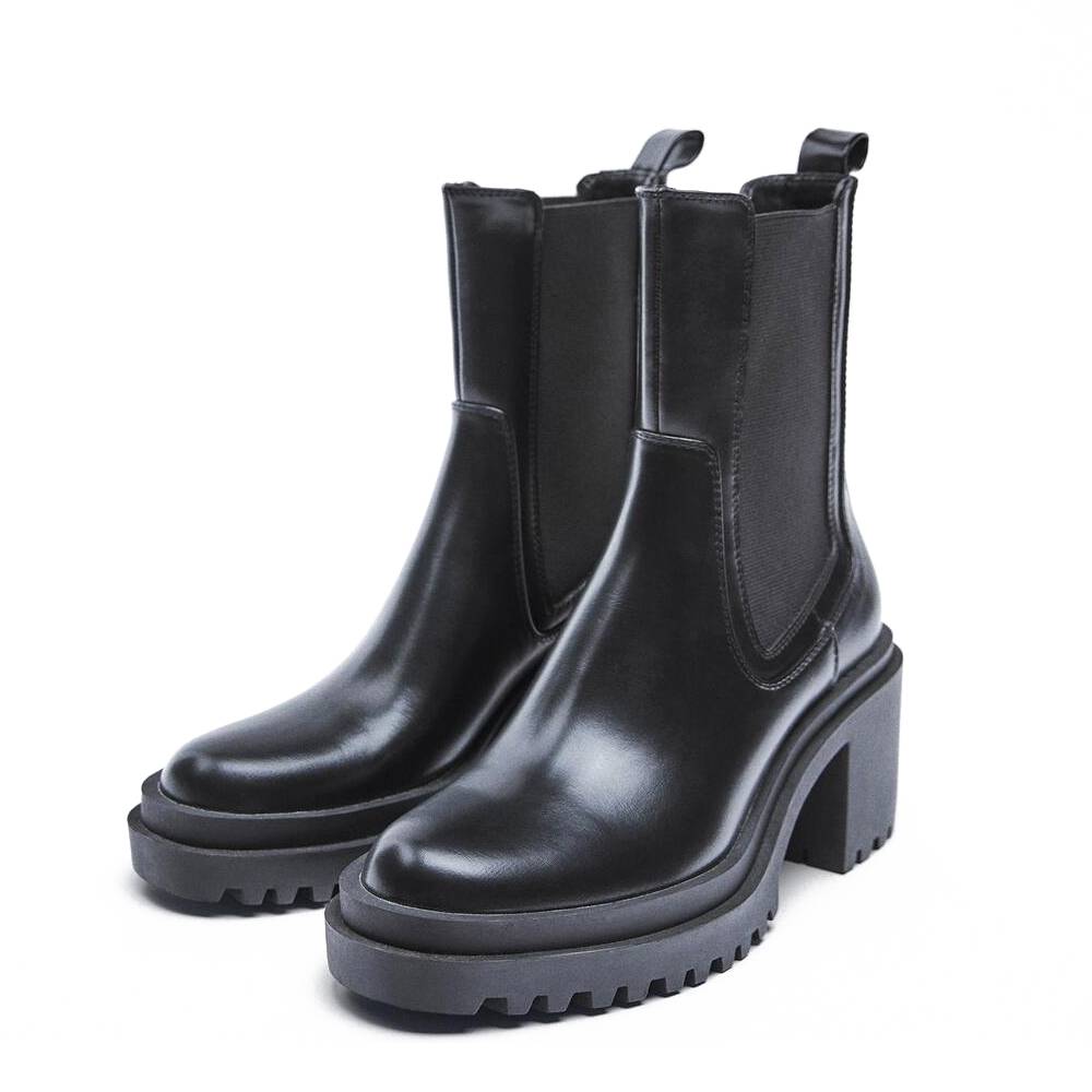 ZA2024 Winter Leather 8cm thick bottom Chelsea boots female plus smoke boots Martin boots thick heel boots