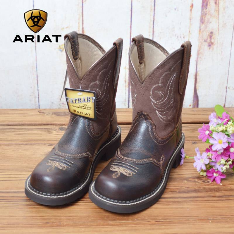 Imported ARIAT round -headed western denim boots women riding horse boots rubber bottom