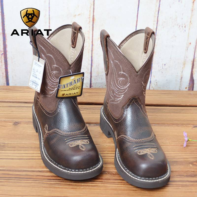 Imported ARIAT round -headed western denim boots women riding horse boots rubber bottom