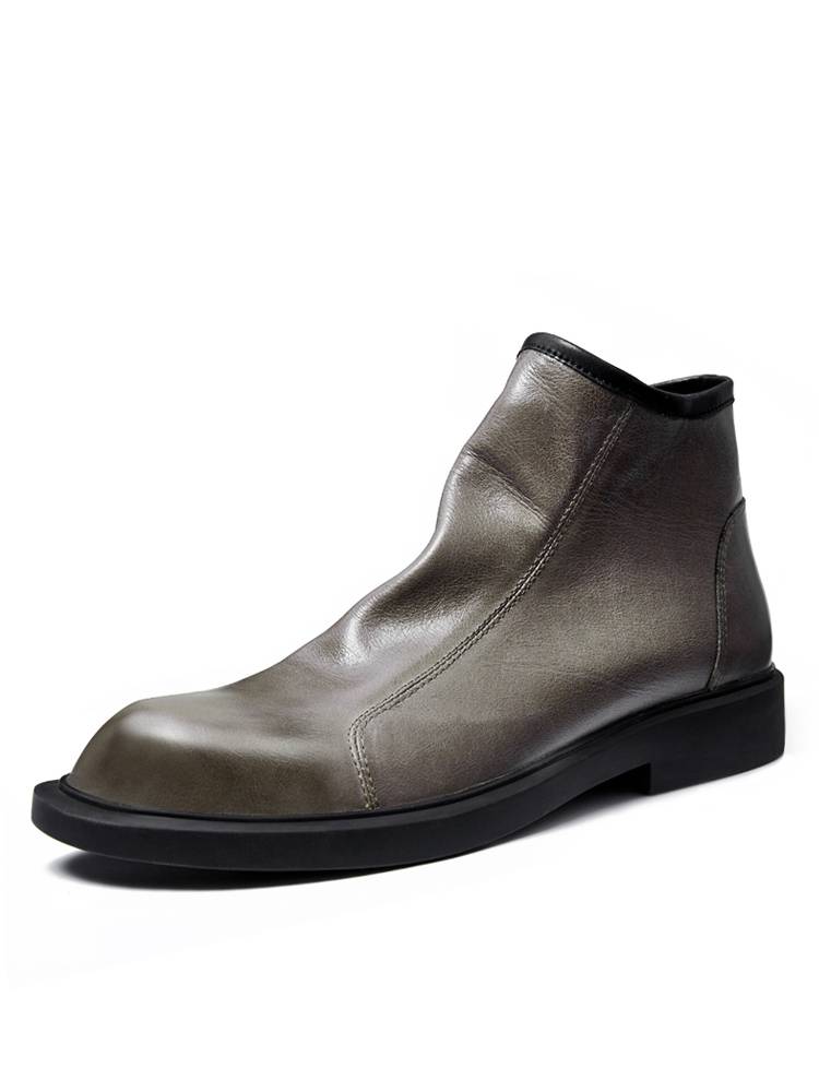 Rhodmek Chelsea boots men's summer air breathable versatile Martin boots high -top casual shoes men's head layer leather boots