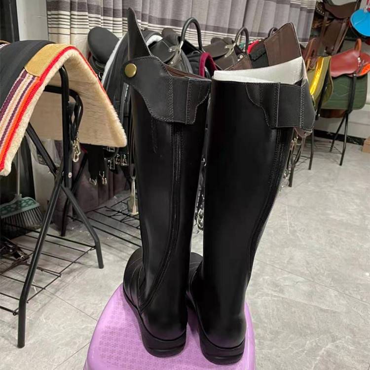 Leather equestrian boots riding boots British -style barrel boots women's competition training riding shoes men's horse riding equipment