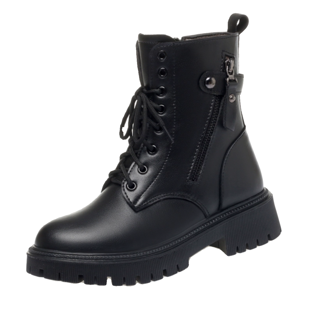 2023 Winter new leather Korean version of Martin boots warm and velvet wool short boots