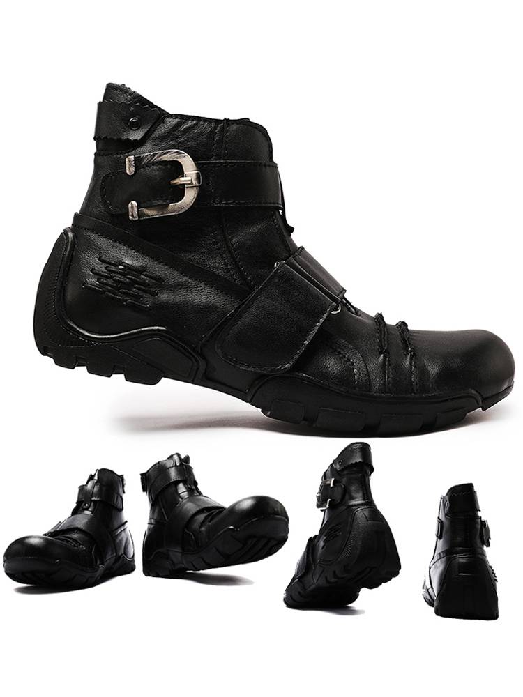 Motorcycle riding shoes Western denim Martin Leather Boots Male Big Fashion Boots Cowhide Harley Locomotive Boot Punk