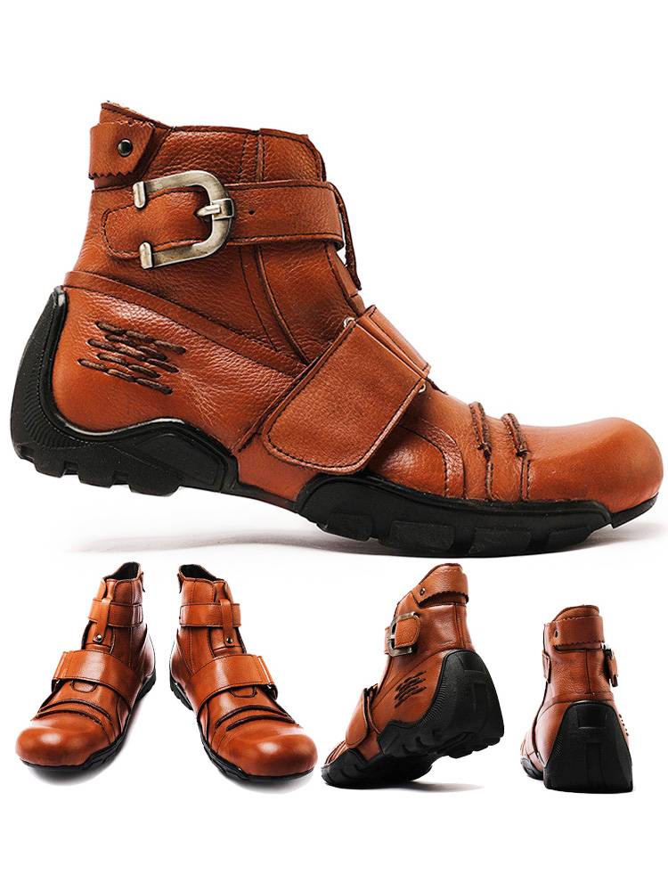Motorcycle riding shoes Western denim Martin Leather Boots Male Big Fashion Boots Cowhide Harley Locomotive Boot Punk