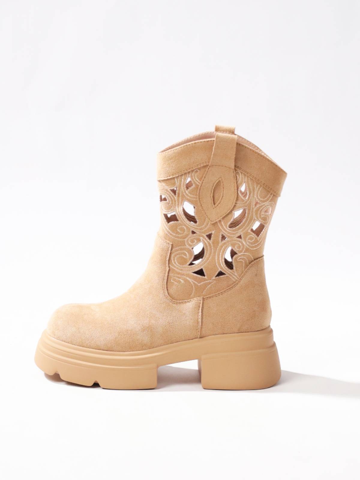 2024 summer new retro western denim short boots hollow and breathable heights female boots Martin boots