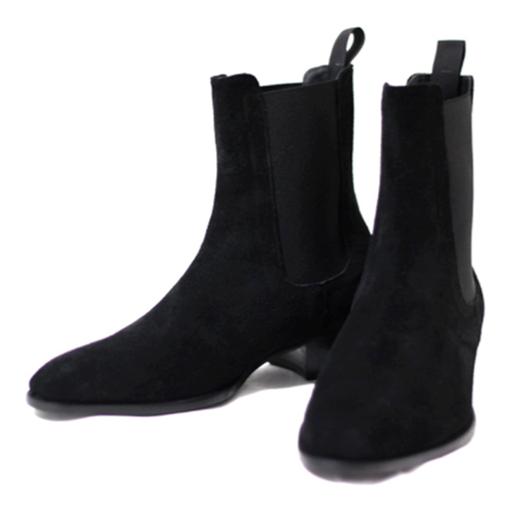 CHELSEA BOOT Chelsea boots men's short boots personalized pointed -headed Martin boots leather and fleece warm leather boots