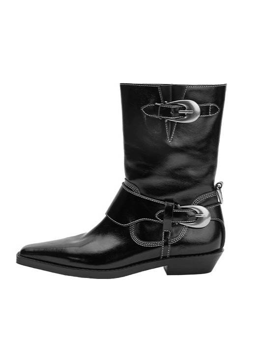 Niche design belt buckle Martin boots 2024 summer new square head short boots are thin, low heel retro leather boots