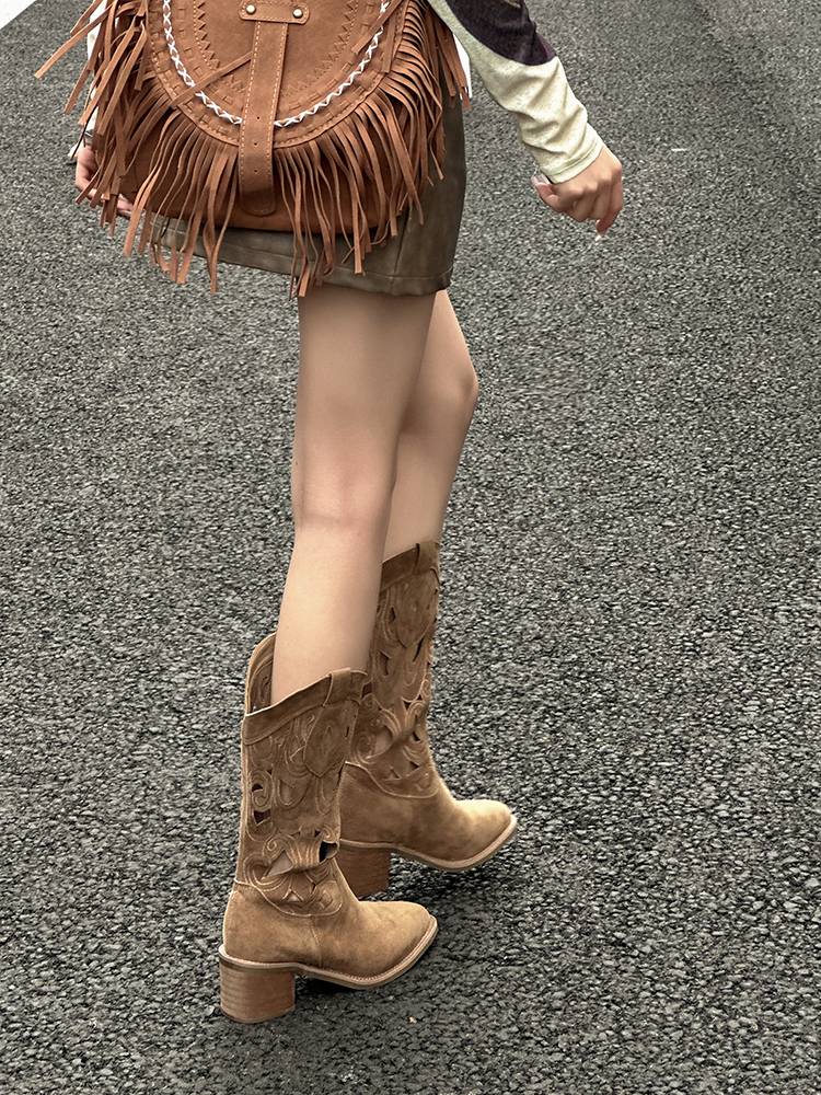 Explosive mid -tube hollow boots Children summer knight boots 2024 suitable for summer boots, denim boots, jelly boots