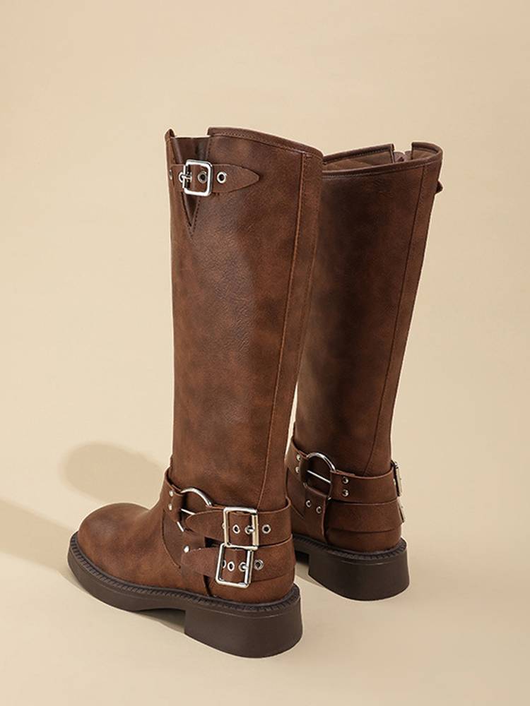 Xinjiang Prairie Sichuan West Tour Boots Western denim retro women's boots Cars -heeled boots square head Knight boots