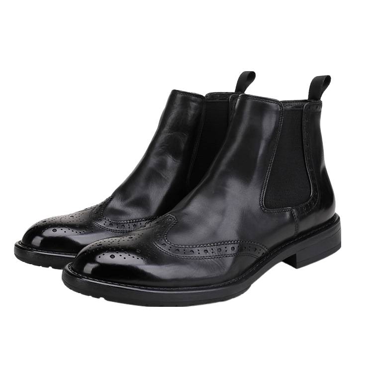 Ruondmam Chelsea boots male leather and velvet Brock carved leather shoes British retro Martin Martin boots leather boots