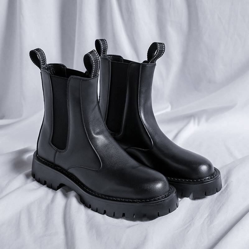 Chelsea boots men's high -top leather shoes smoke boots Binglun autumn Martin boots men's summer breathable black boots men