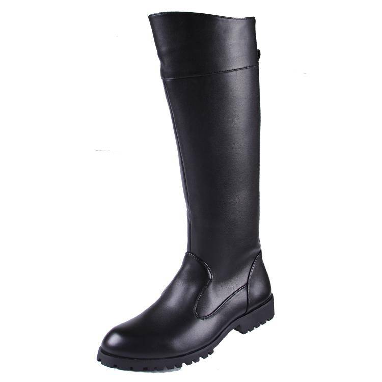 Spring boots high boots men's boots plus velvet leather boots ride boots school flag boots leisure leather boots