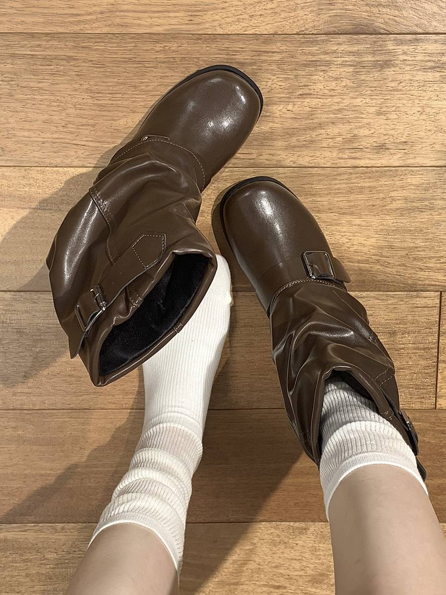 Brown explosion retro western denim short boots 2024 new summer knight boots super hot bottom Martin boots