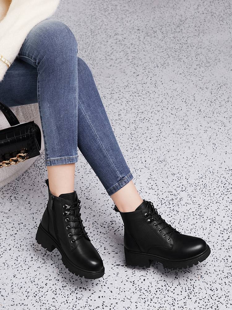 Rich Bird Martin Boots Female thick soled shoes 2024 new leather shoes and horse boots leather mother shoes spring and autumn single shoes and short boots