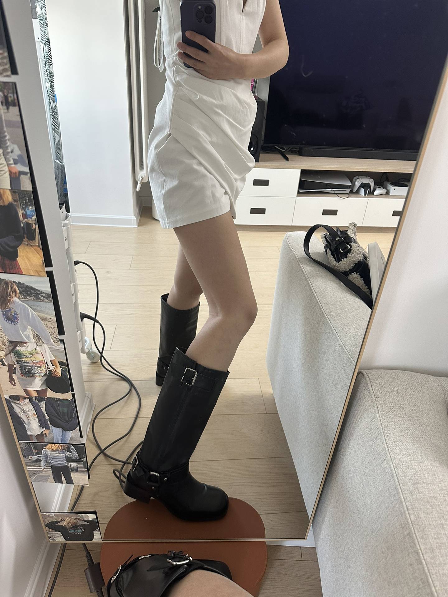 Short -wide wide -legged thick legs, big tube, long boots, female belt buckle knights, thick heels thick leather thick sole, western chief boots