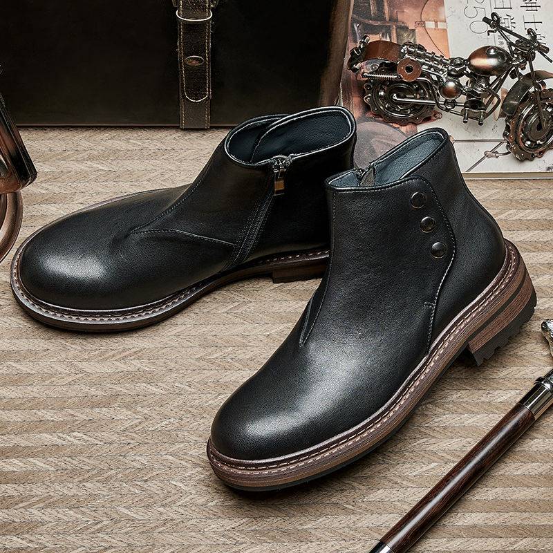 Fashion and leisure versatile leather retro trend, Binglun, brown Chelsea boots men's boots new Martin boots