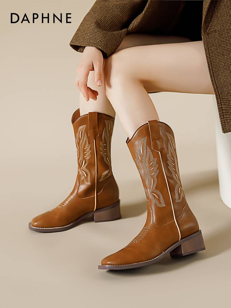 Daphne Short Boots, 2024 new Chinese Chinese-style embroidered Chinese-language boot and booty