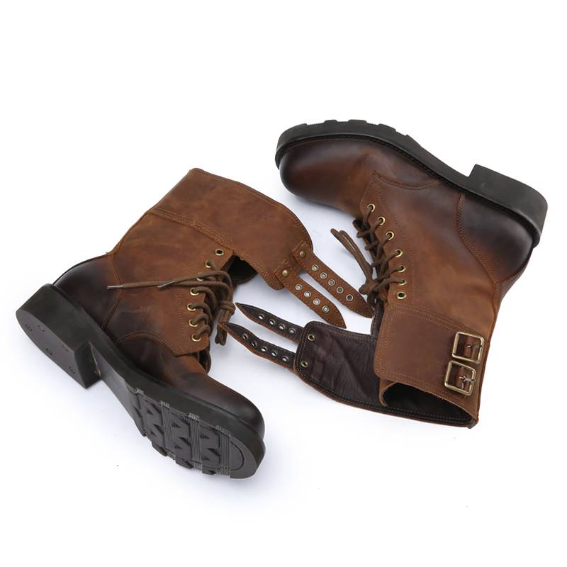Autumn and winter handmade retro leather Martin boots male high -round head lace -up lines, motorcycle boots thick bottom outdoor workers