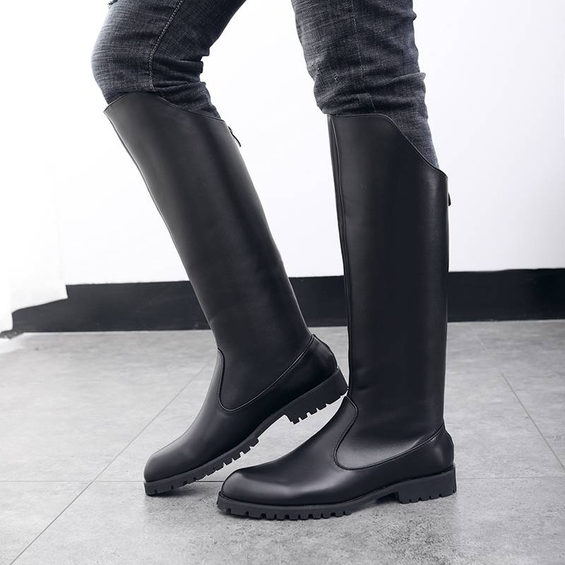 Men's boots in winter high boots punk metal rivet boots and leather boots Korean version of trendy pointed bearing boots riding Martin boots