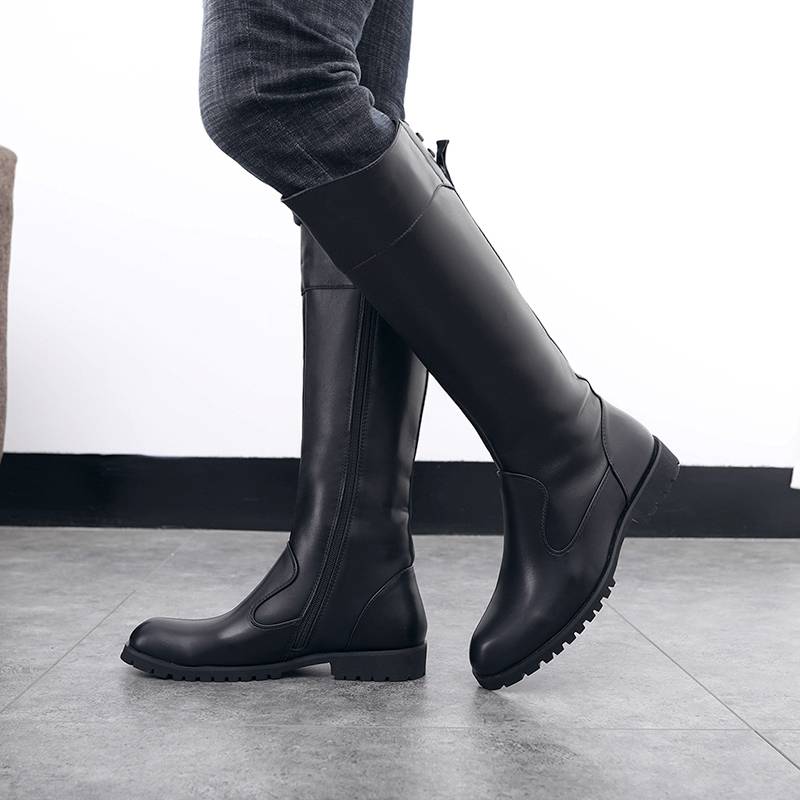 Men's boots in winter high boots punk metal rivet boots and leather boots Korean version of trendy pointed bearing boots riding Martin boots