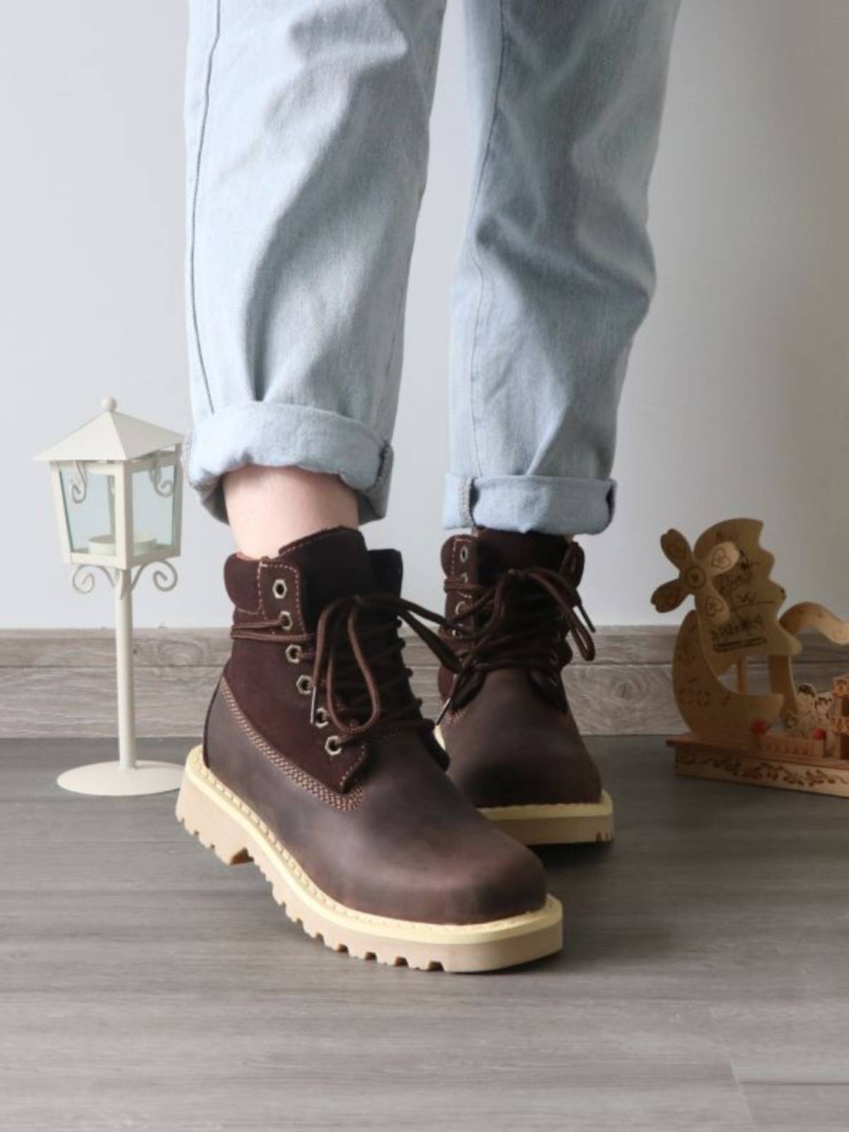 Templim Martin Boot Retro Sandproof Water Boot Waterproof Boots Desert Boots Cowhide Locomotive Boots Round -headed couple boots