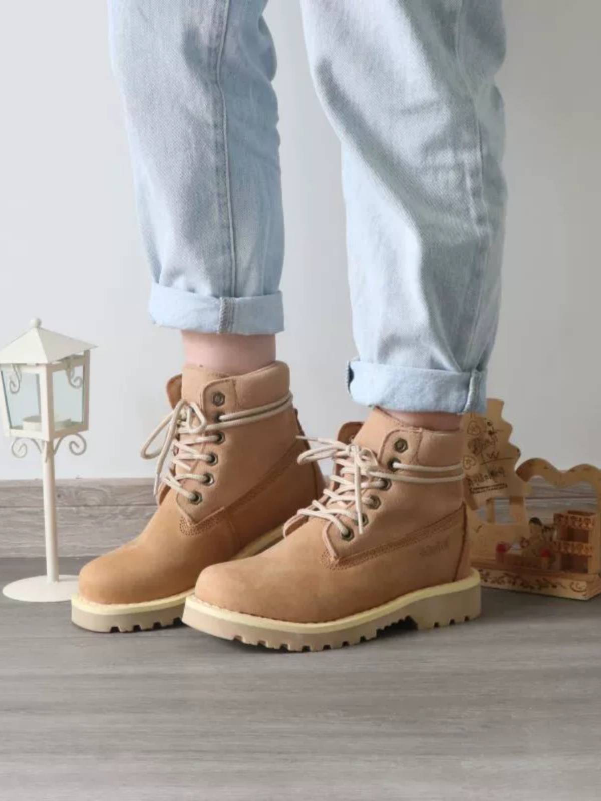 Templim Martin Boot Retro Sandproof Water Boot Waterproof Boots Desert Boots Cowhide Locomotive Boots Round -headed couple boots