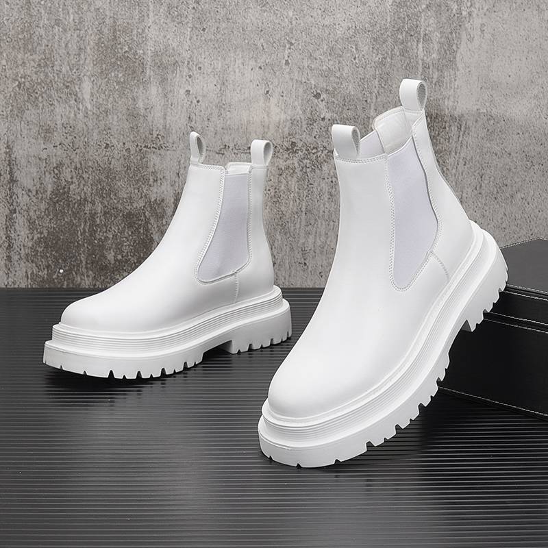 White Chelsea boots male 2024 spring new breathable in the air -to -bottom short boots men's internal increase Martin boots