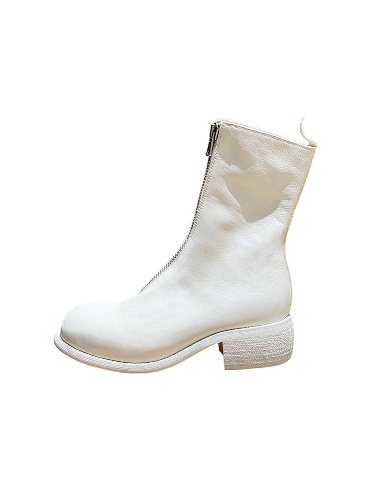 Guidi Ghost Emperor Women's Boots PL2 Zipper White Boots Leather Martin Boots Carsely Round Head Boots Female Spring and Autumn Single Boots