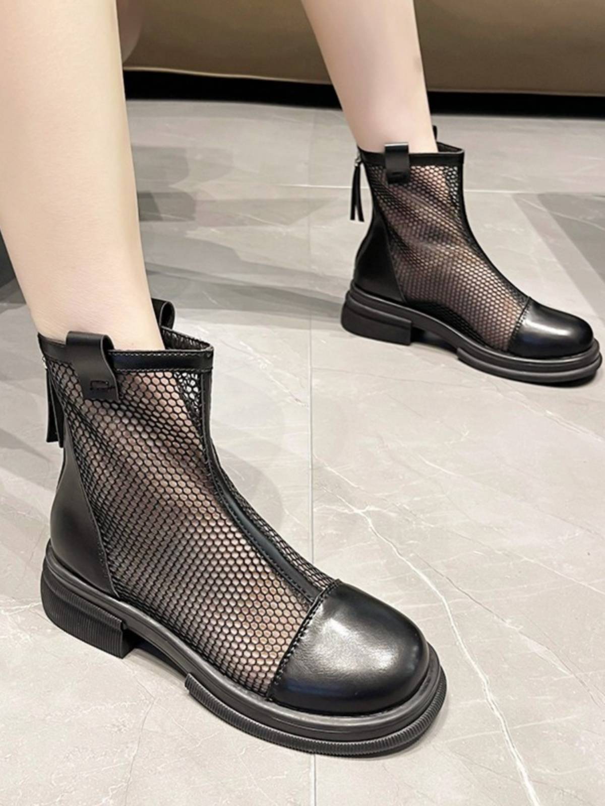 Guidi Fame mesh hollow short boots female summer new breathable busts leather thick bottom Martin boots female thin