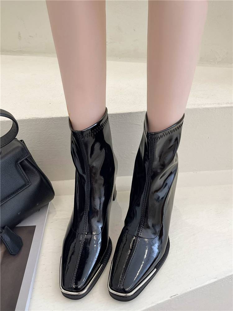 Martin's Boots Girl Spring and Autumn 2023 new coarse and square-headed red-skinned boots and short boots