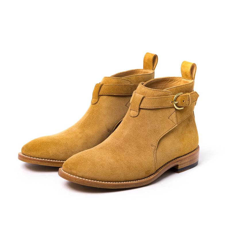 play!Riding back!Handmade solidar sheepskin western denim jelly boots Chelsea short boots men's riding boots