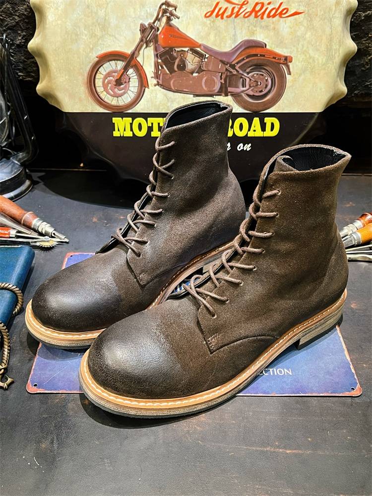 American retro old -style wind -gang high -top leather leather shoe shoe boots, martial arts boots, men's trends