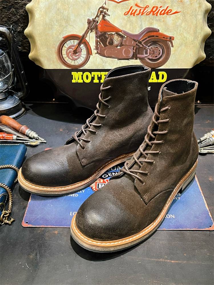 American retro old -style wind -gang high -top leather leather shoe shoe boots, martial arts boots, men's trends