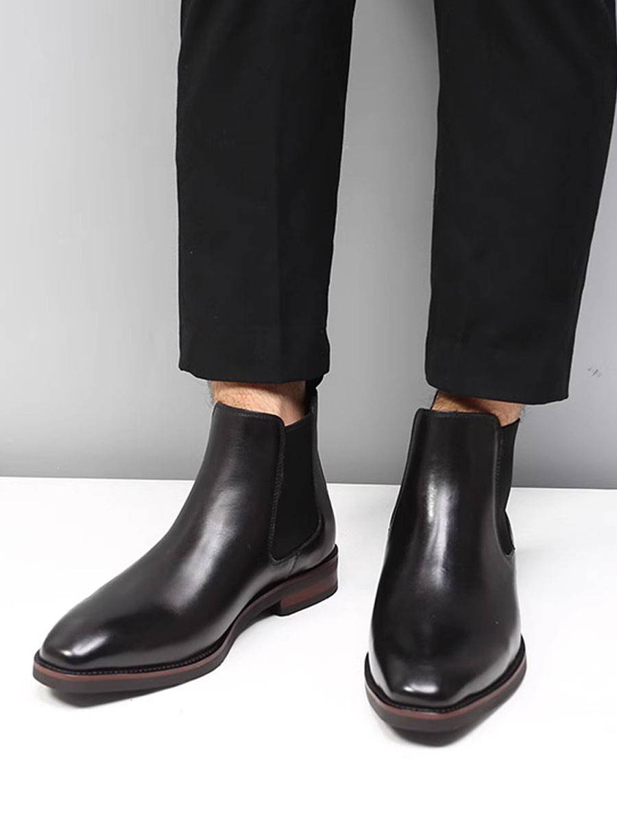 Italian retro handmade shoe British square scooter men's business format leather shoes Martin boots Chelsea boots