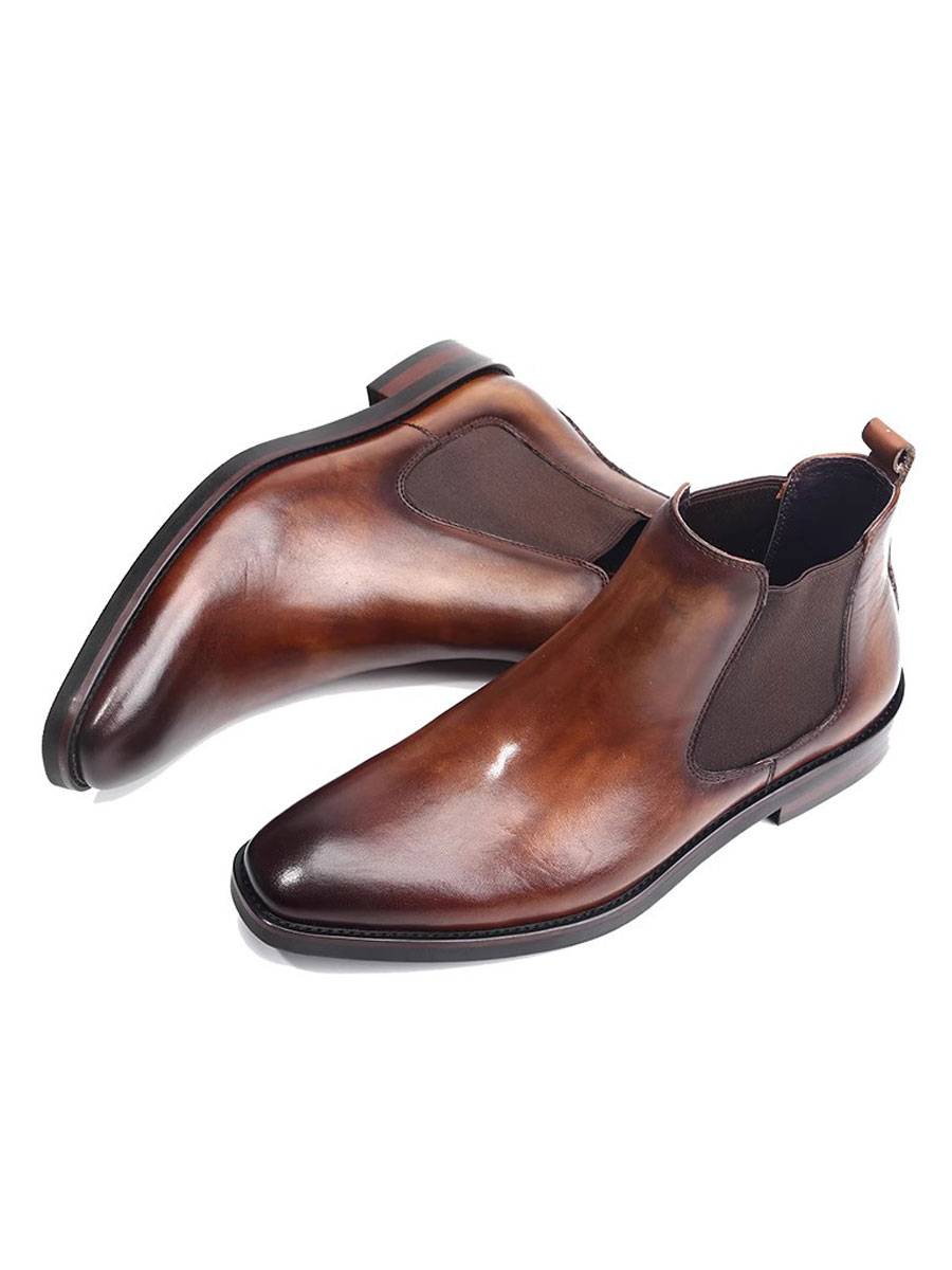 Italian retro handmade shoe British square scooter men's business format leather shoes Martin boots Chelsea boots