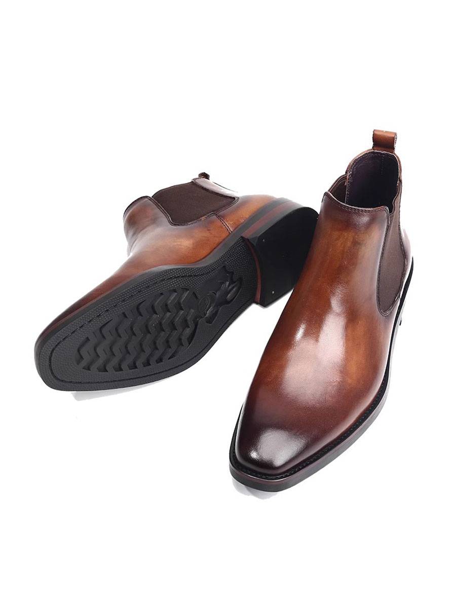 Italian retro handmade shoe British square scooter men's business format leather shoes Martin boots Chelsea boots
