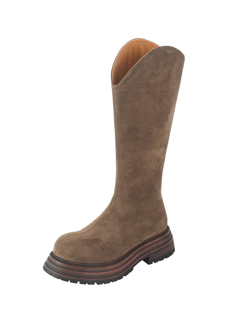 Autumn and winter new thick -soled high -bottomed heel boots are thin versatile long cylindrical knights, boots, large heels, middle tube shoes