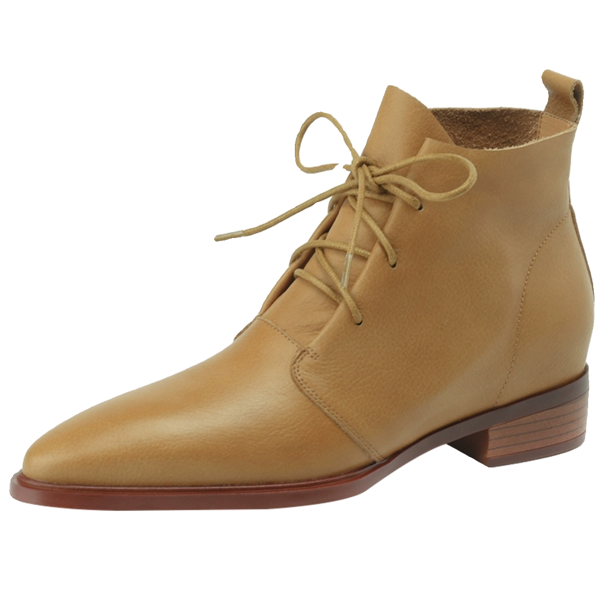 [[] Korean small ankle boots increase the leather short boots in the flat bottom, the female yellow soft leather boots with pointed Martin boots