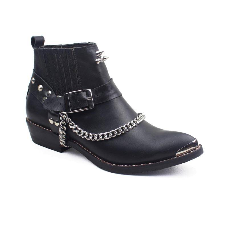 TB804 full handmade sewing cowhide pointed head western denim boots and horse boots rock boots Knight boots Martin boots