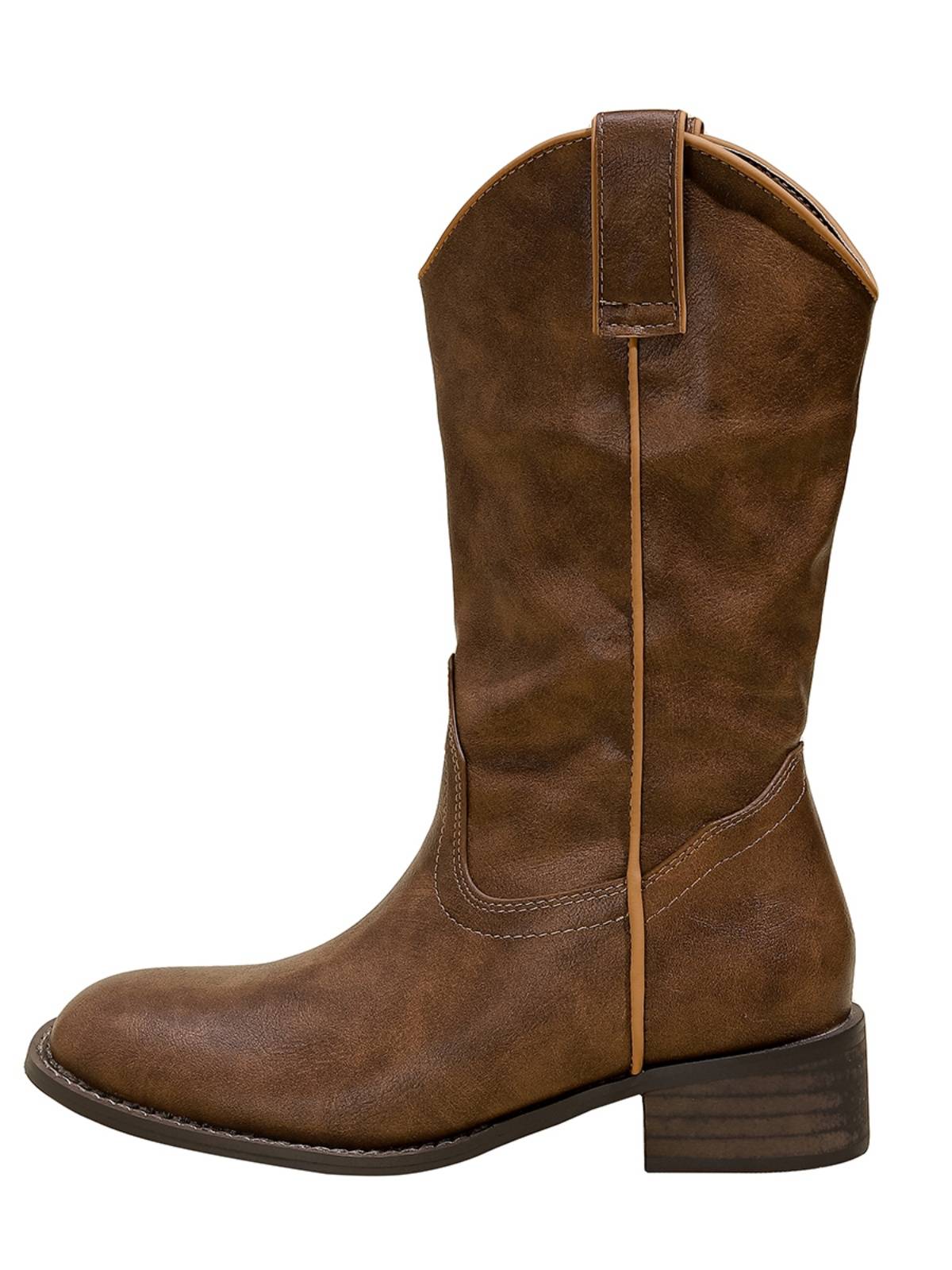 Cater version!Polygon Vita Western Boots Women's Retro Mid -Cavaliers Knight Boot 2024 Autumn and Winter New Swipe Short Boot Women