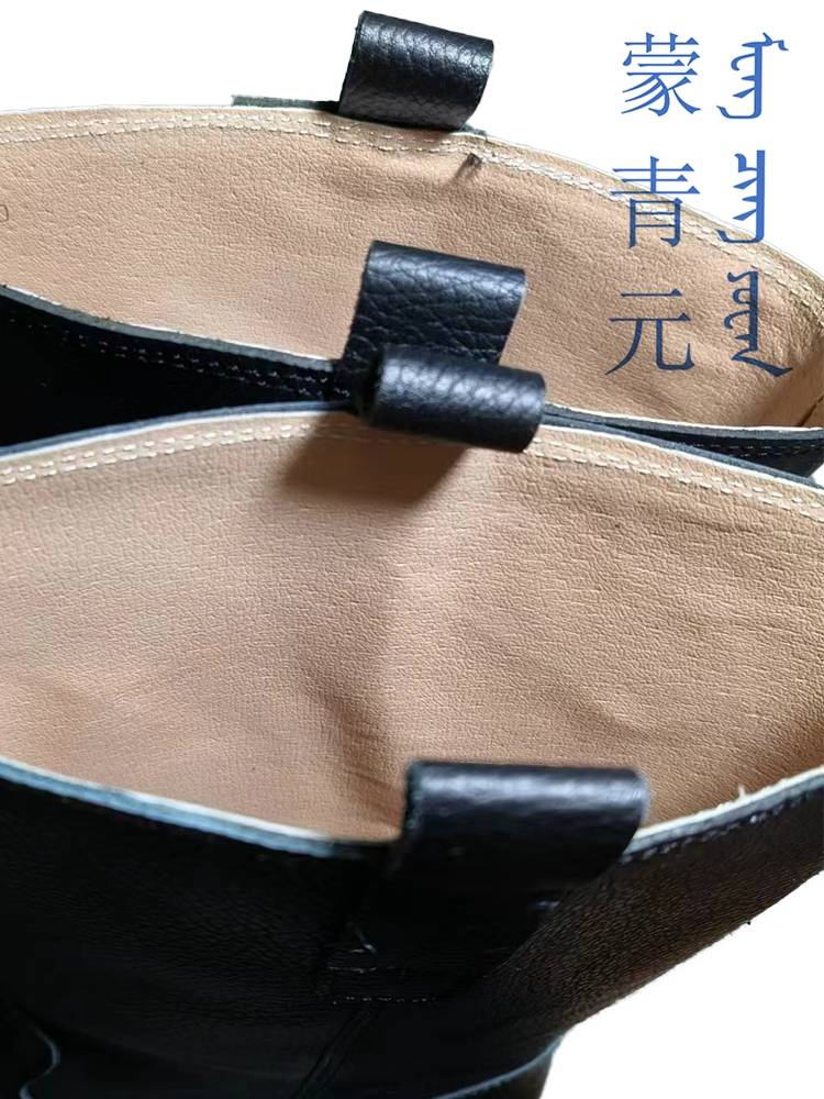 Men's middle tube simplicity light -faced leather round scalp In the casual wear -resistant sleeve spring and autumn, leather single horses boots