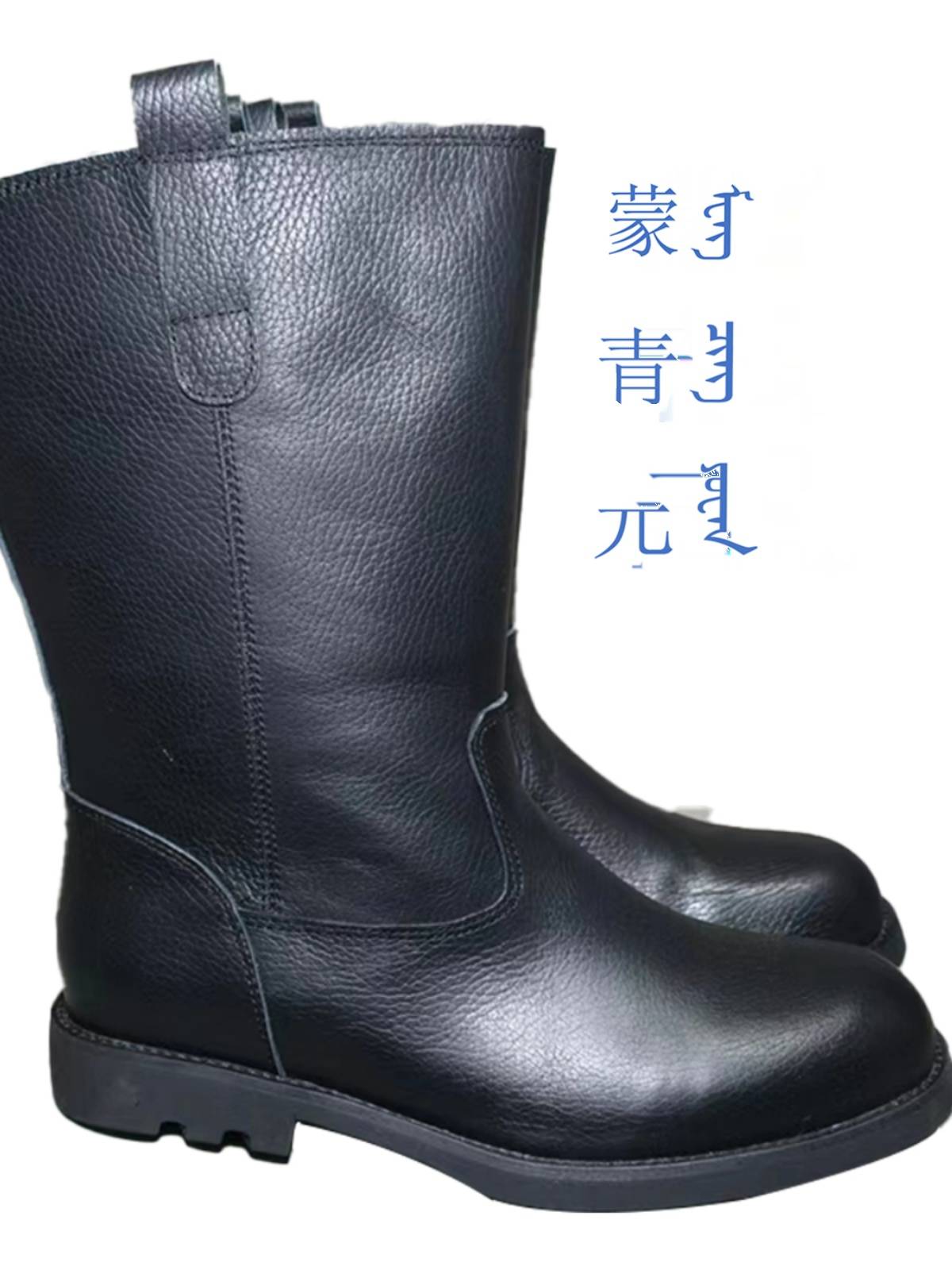 Men's middle tube simplicity light -faced leather round scalp In the casual wear -resistant sleeve spring and autumn, leather single horses boots