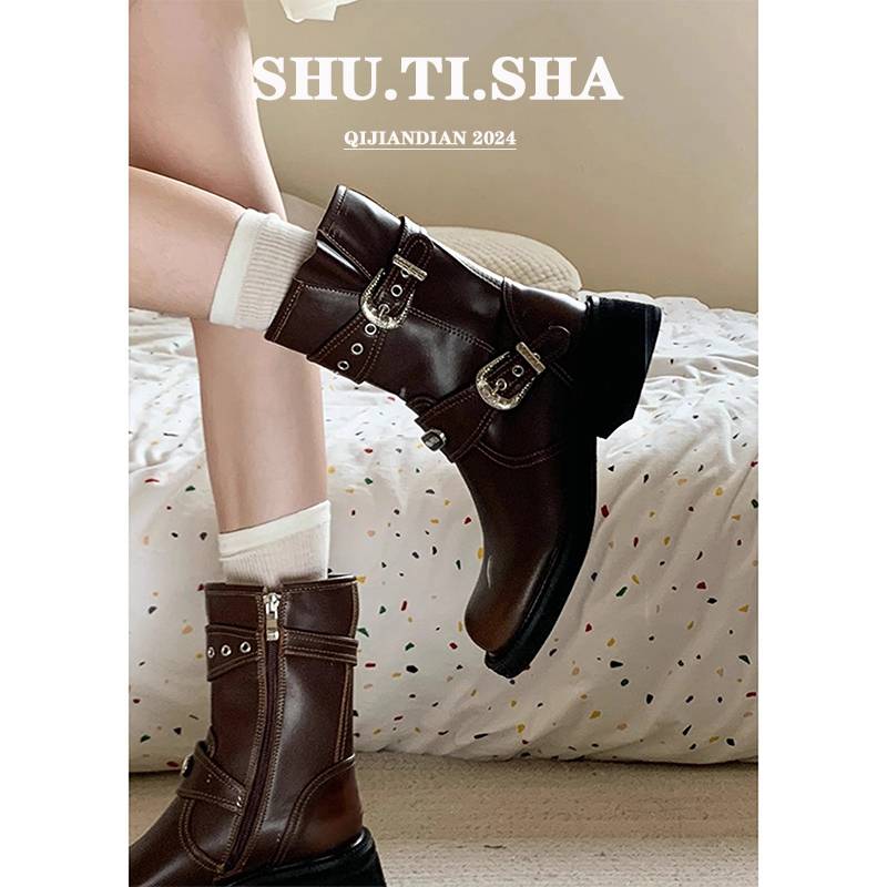 Zhao Zhao Yi and Old Merad Knight Boots Girl 2024 new summer Martin Boots West cowboy boots