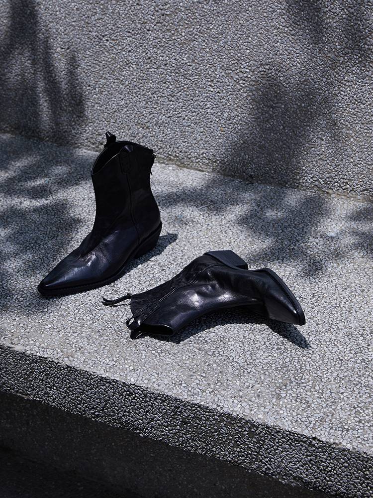 Le' Murmure original ankle boots North American wrinkled water cowhide heavy process V