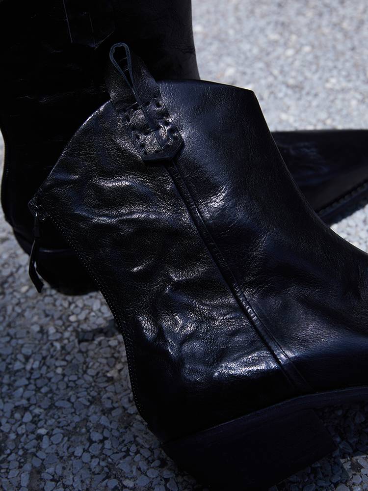 Le' Murmure original ankle boots North American wrinkled water cowhide heavy process V