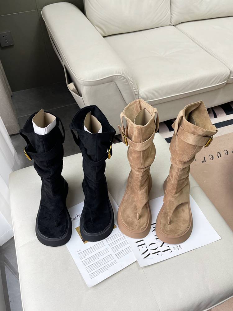 Summer boots 2024 new thick bottom clip -toe juper boots female Western denim hot girl pile barting foot sandals and sandals short boots
