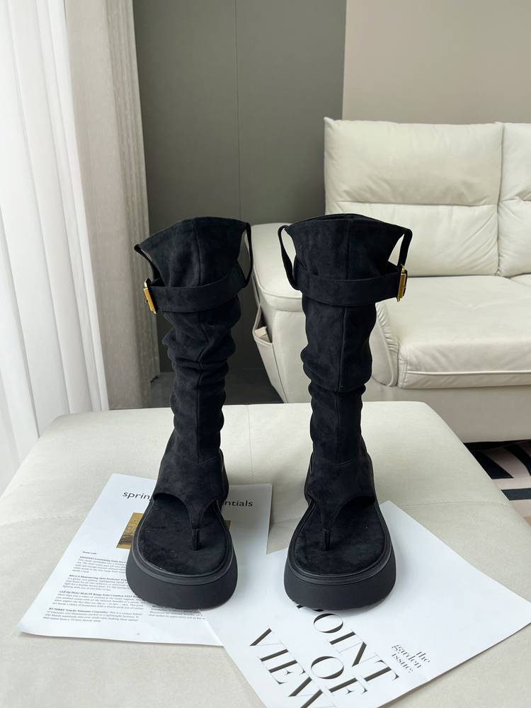 Summer boots 2024 new thick bottom clip -toe juper boots female Western denim hot girl pile barting foot sandals and sandals short boots