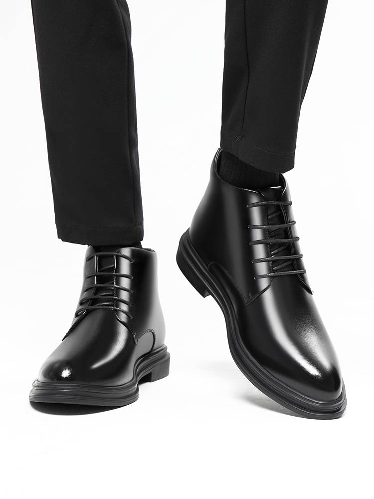Inner increase Martin boots high -top leather shoes men's winter plus velvet British wind Chelsea boots leather boots