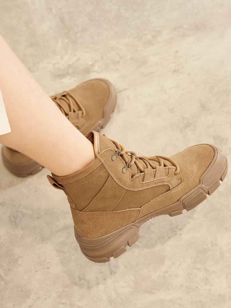 Inner increase of canvas Polyon Boots female 2024 new summer thin thick bottom outdoor mountaineering shoe desert boots female short boots