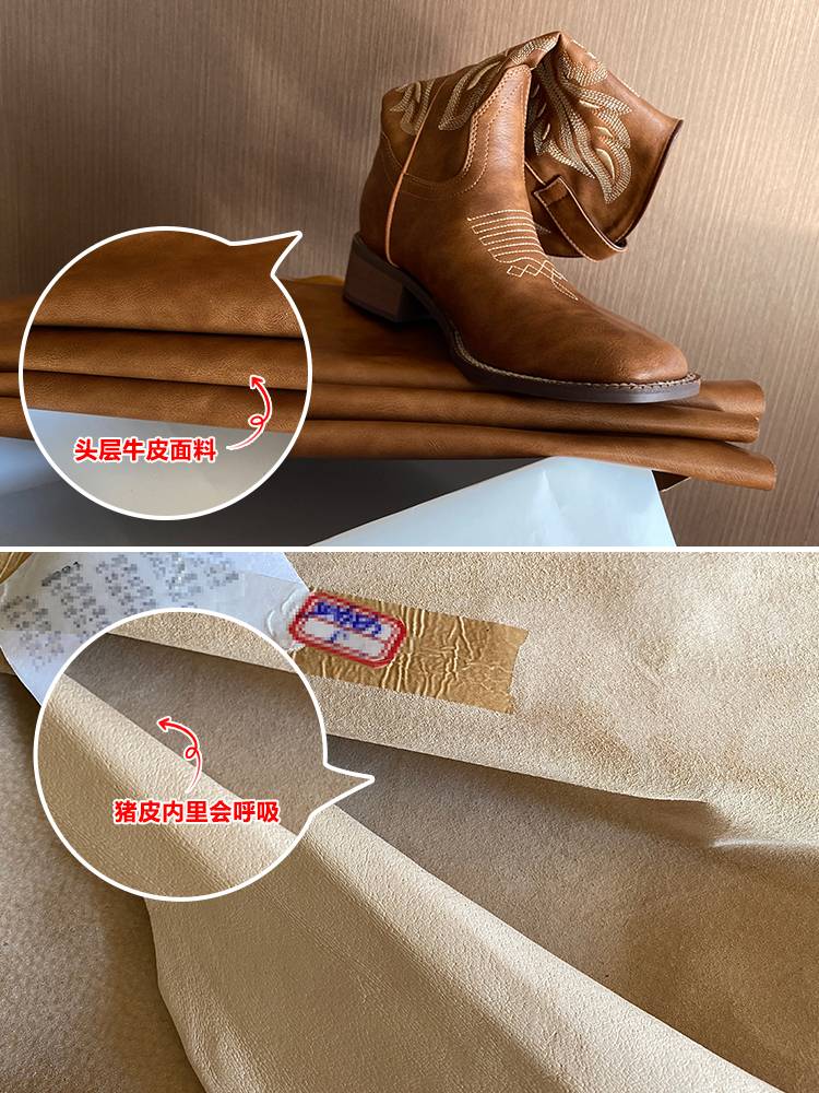 Leather Western denim boots embroidered knight boots in Martin Boots Chelsea boots boots 2023 new models